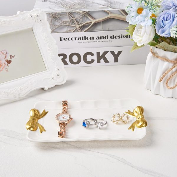 Bow Jewelry Tray Ceramic Trinket Dish for Rings Earrings Necklaces Bracelet - Image 4
