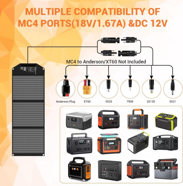 30W Portable Solar Charger, Foldable Solar Panel Charger with 18V MC4 Port, - Image 2