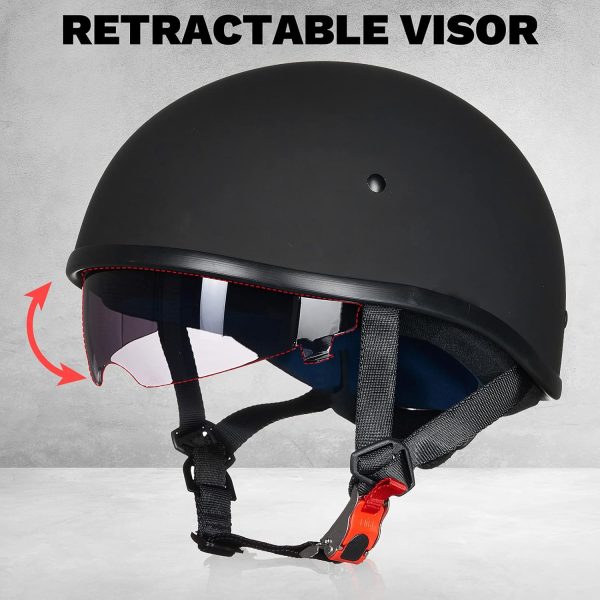 ILM Motorcycle Half Helmet with Sunshield Quick Release Strap Half Face Fit - Image 7