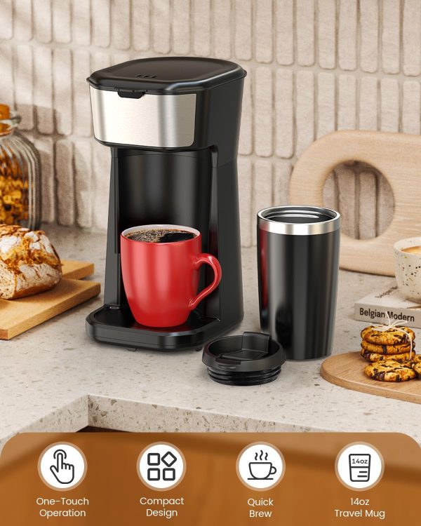 Personal Single Serve Coffee Maker - Quick Brew with Grounds and Tea Bags - Image 3