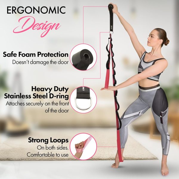 Yoga Strap with Loops and Door Anchor – Stretching Straps for Flexibility - Image 2