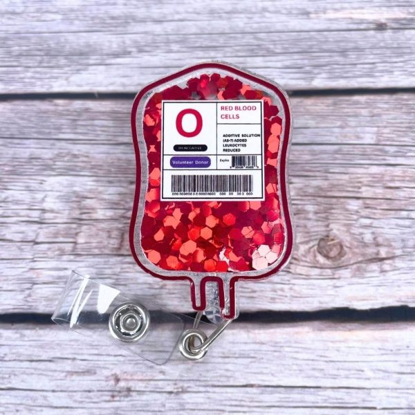 2PC Coffee Fuel IV & Blood Type Bag Shaker Glitter Badge Reel ID Holder - Image 3