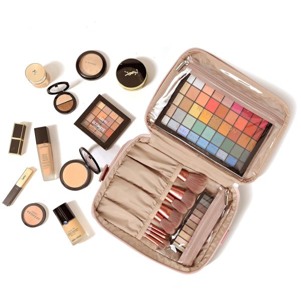 NISHEL Extra Large Double Layer Travel Makeup Bag Women, Cosmetic Organizer - Image 7