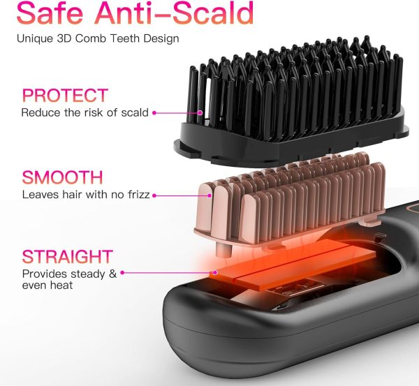 Cordless Hair Straightener Brush, iTayga Upgraded Portable Hair - Image 4