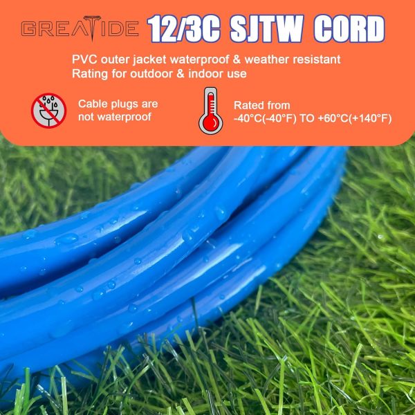 6 Ft Lighted Outdoor Extension Cord - 12/3 SJTW Heavy Duty Extension Cable - Image 3