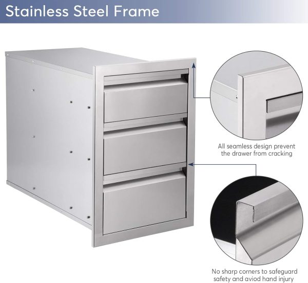 Seeutek Outdoor Kitchen Drawers Stainless Steel 14 x 20 x 23.2 inch Flush - Image 4