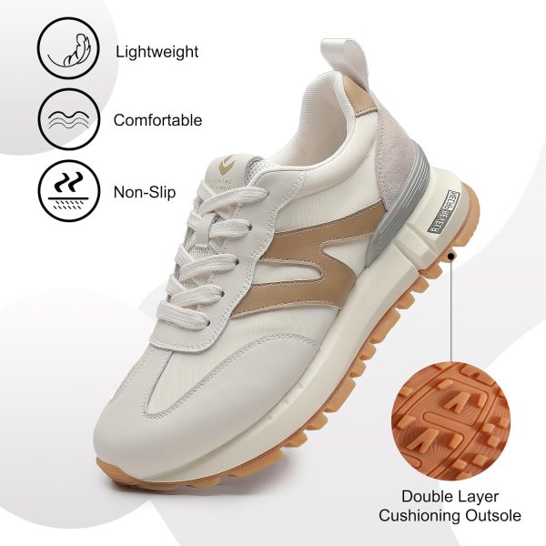 somiliss Sneakers for Women Genuine Leather Suede Patchwork Casual Lace Up - Image 3