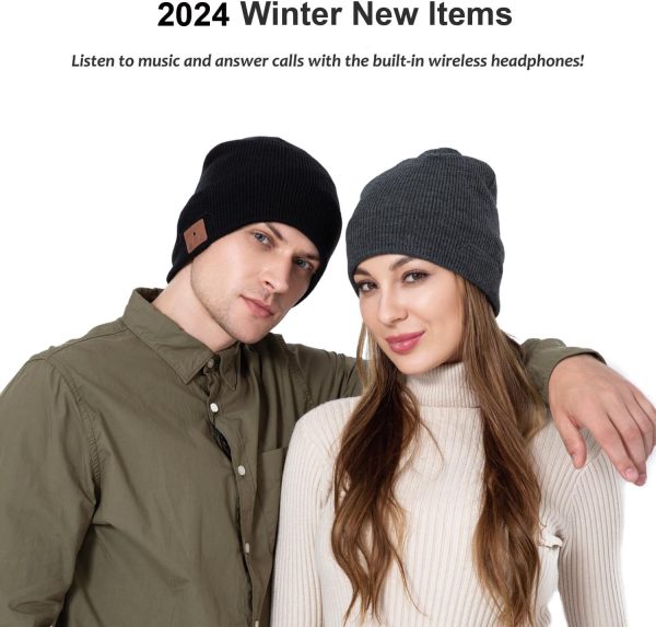 beanie MUSICBEE Bluetooth V5.2 Wireless Knit Winter Cap, 24 Hour Play time, - Image 6