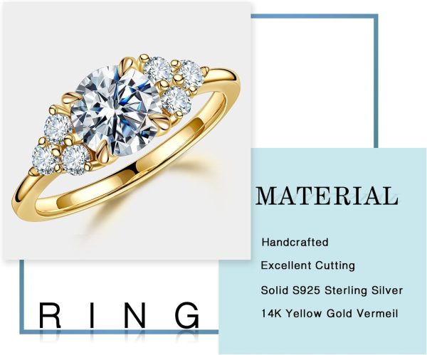 MOOSEA 1.2ct Moissanite Engagement Ring for Women, Brilliant D Color VVS1 - Image 5