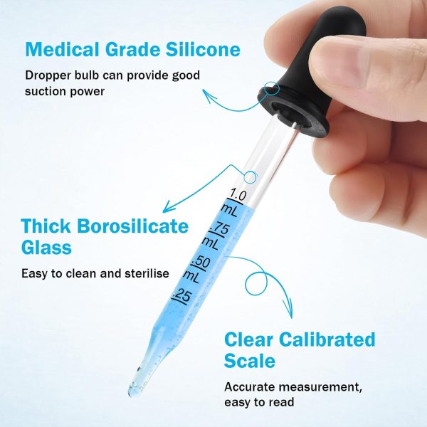 Herain 8 Pack Glass Pipette Dropper, Ear and Eye Dropper Bent & Straight - Image 3