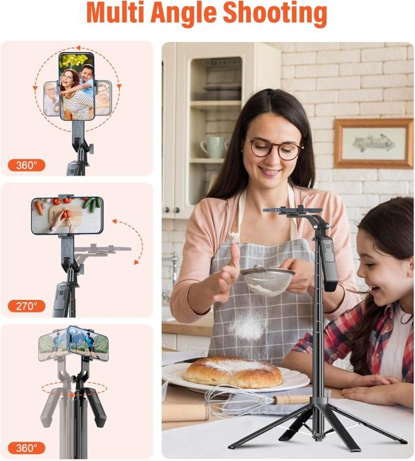 Selfie Stick Phone Tripod - 71 inch Tall Cell Phone Holder with Detachable - Image 5