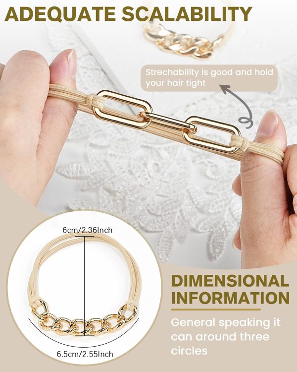 4-Pack Gold Hair Ties - Cute Wrist Bracelet and Practical Elastic Design, - Image 2