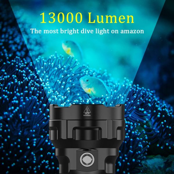 Dive Light, D70 13000 Lumen Super Bright Scuba Diving Flashlight, - Image 2