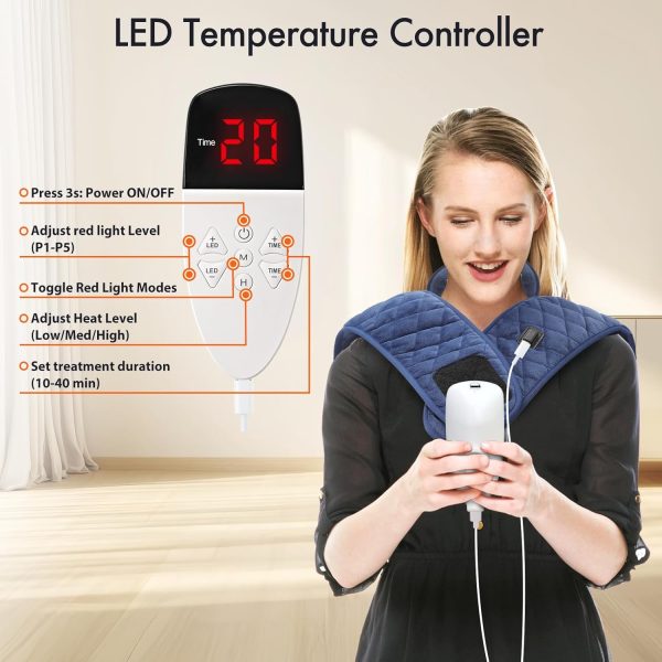 Heating Pad with Red Light Therapy: 2 in 1 Wearable RLT Heating Pad for - Image 5