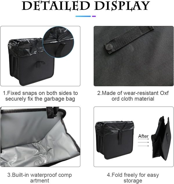 Fekey&JF Foldable Car Trash Can, Hanging Waterproof Leakproof Trash Can - Image 3