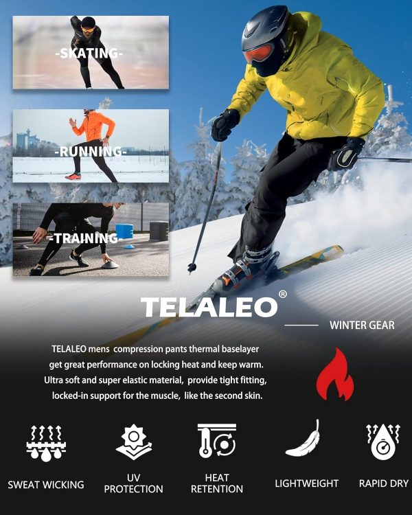5 or 4 Pack Men's Thermal Compression Pants Fleece Lined Sports Tights - Image 6