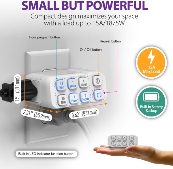 Fosmon Countdown Plug-in Timer Outlet (2 Pack), Timers for Electrical - Image 2