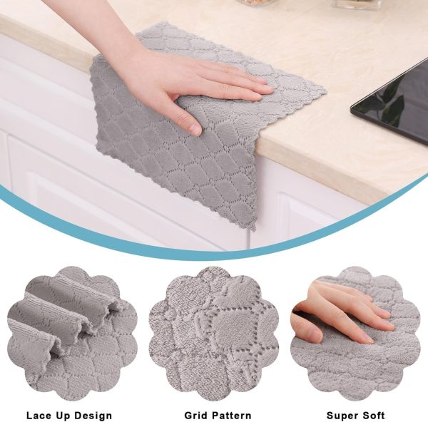 Homaxy 12 Pack Kitchen Dish Cloths (10 x 10 Inches, Grey), Super Soft and - Image 2