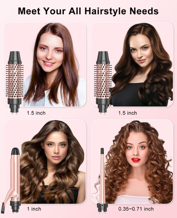 Nimmu Curling Iron Set with Thermal Brush Ceramic Curling Wand (0.35"-1"), - Image 2
