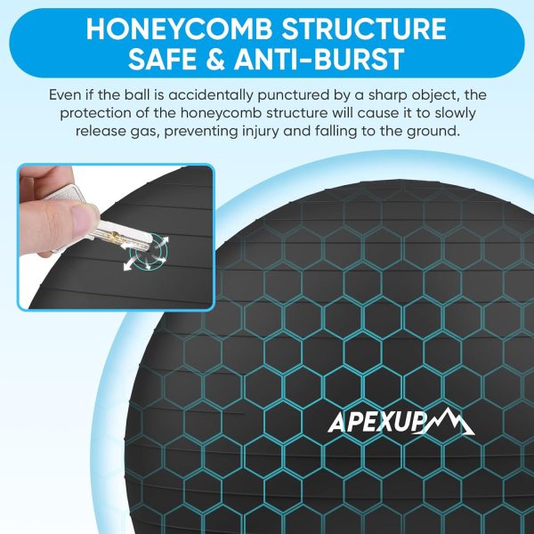 APEXUP Yoga Ball Exercise Ball, Pilates Ball, Anti Slip Stability Ball, - Image 3
