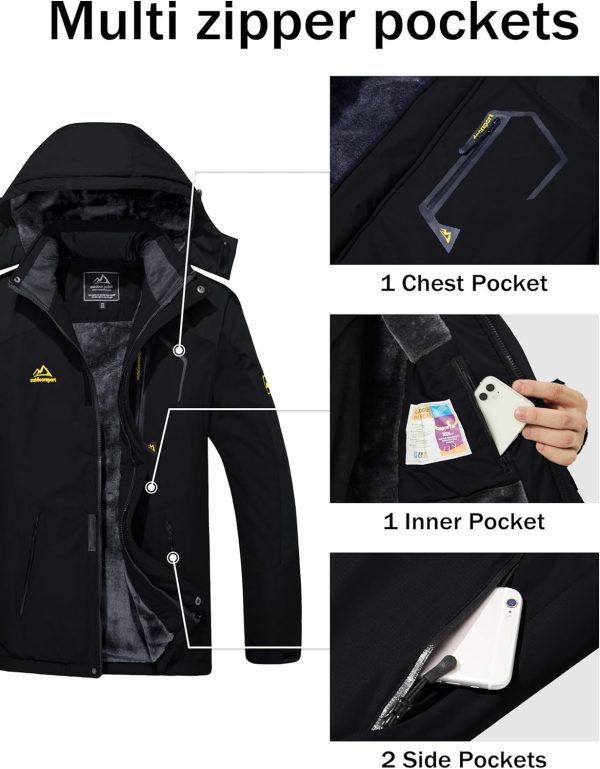 MAGCOMSEN Men's Winter Coats Water Resistant Ski Snow Jacket Warm Fleece - Image 5