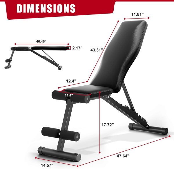 Adjustable Weight Bench Press for Home Gym Workout Bench with 700 LB - Image 3