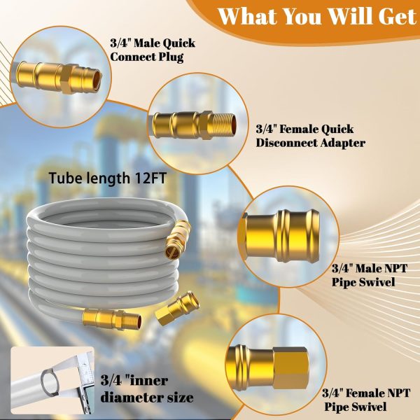 3/4" ID Natural Gas Hose 30FT, 3/4 Natural Gas Quick Connect Hose For - Image 2
