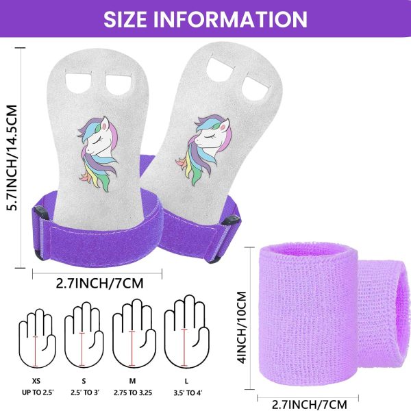 Amrta Gymnastics Grips Wristbands Sets for Girls Youth Kids 2 Pair Palm - Image 4