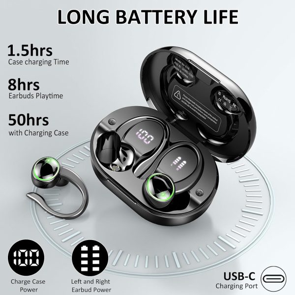 Wireless Earbuds Sports, Bluetooth 5.4 Headphones, 50H Playback Over-Ear - Image 2