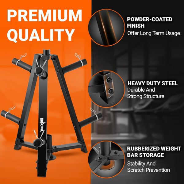 Yes4All 6 Pegs & 4 Barbell Storage Racks Load Up to 1190 LBS - Wall Mounted - Image 4