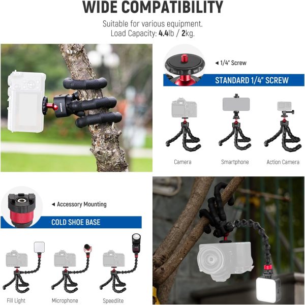 NEEWER T91 Flexible Tripod for iPhone Mini Cellphone Tripod Stand for Vlog, - Image 2