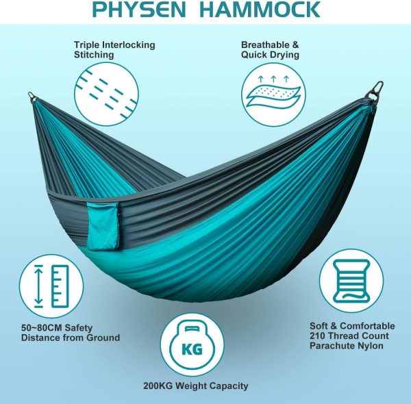 Camping Hammock Portable Nylon Hammocks with Tree Straps Single - Image 2