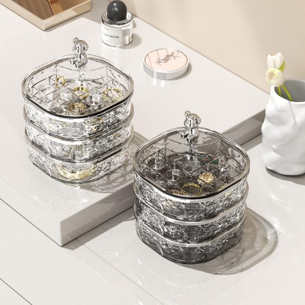 Jewelry Organizer, 3 Layers Rotating Jewelry Box, Small Jewellery Box , - Image 2
