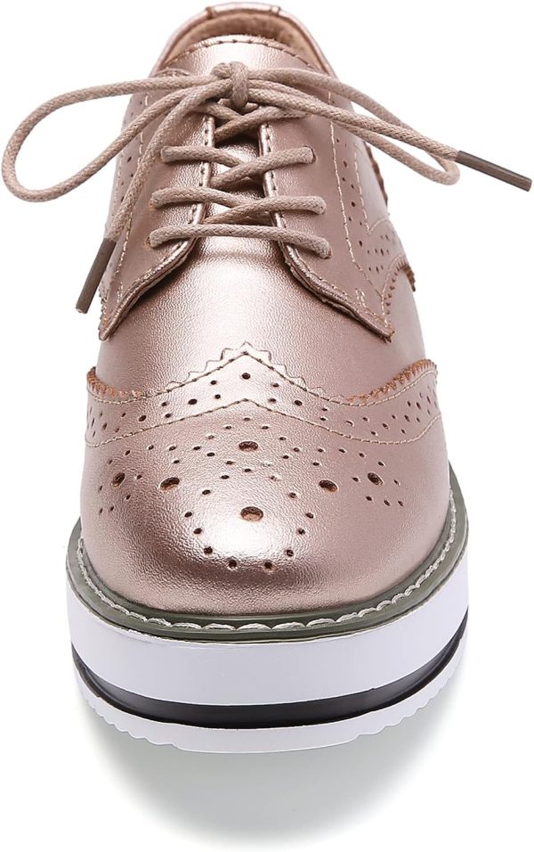 DADAWEN Women's Platform Lace-Up Wingtips Square Toe Oxfords Shoe - Image 4