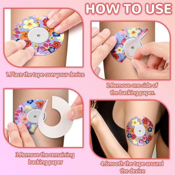 Weewooday 36 Pack Adhesive Patch with Flowers CGM Patches Waterproof CGM - Image 5