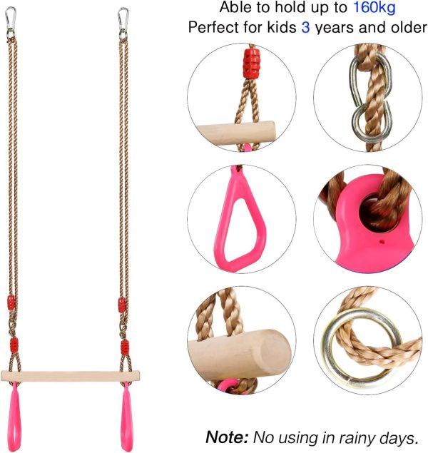 PELLOR Trapeze Bar Gym Rings -Trapeze Swing Bar for Playground Accessories - Image 6