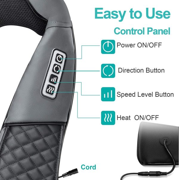 Medcursor Neck Massager, Portable Electric Shiatsu Back Massage Device with - Image 4