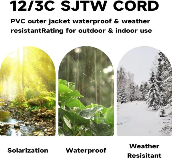25 Ft Lighted Outdoor Extension Cord for Christmas Decorations- 12/3 SJTW - Image 5