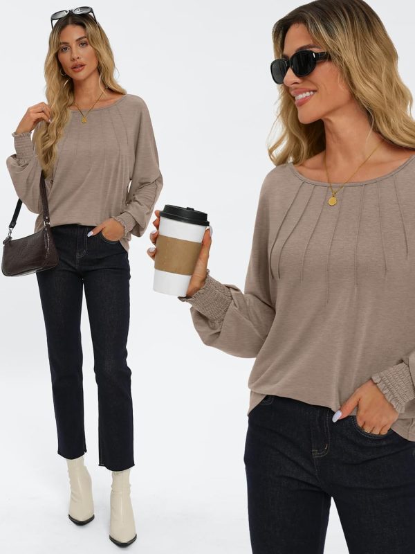 AUTOMET Womens Fall Fashion Long Sleeve Shirts Fall Tops Pleated Shirts - Image 5
