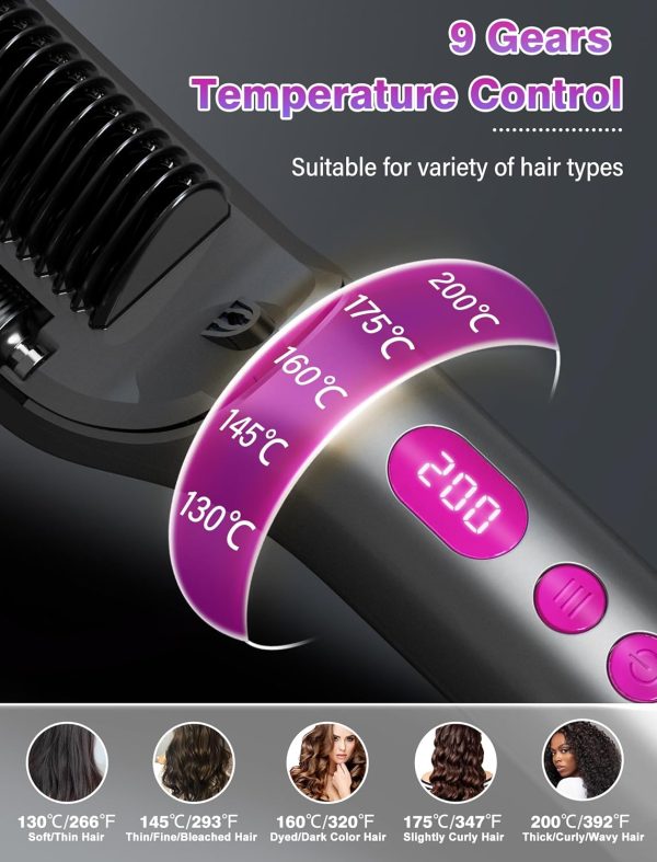 Hair Straightener Brush with Negative Ion,3 IN1 Hair Straightening Brush - Image 4