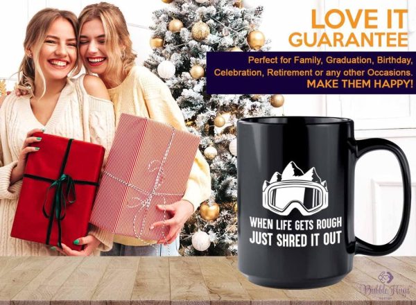 Snowboarding Coffee Mug 15oz Black - doubt, shred it out - Ski Snowboard - Image 6
