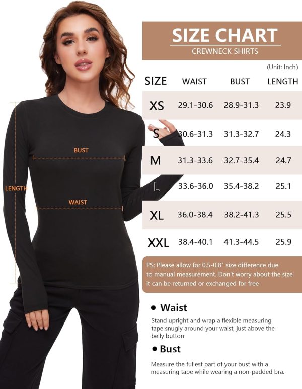 4 Pack Women’s Thermal Shirts, Women Fleece Lined Compression Long Sleeve - Image 6