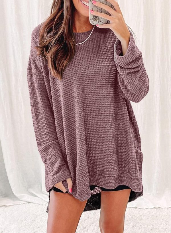 SHEWIN Womens Fall Long Sleeve Tops Crewneck Fall Shirts for Women Solid - Image 2