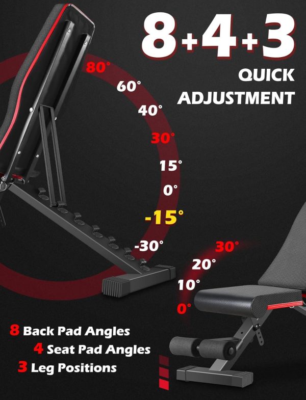 Weight Bench, Adjustable Strength Training Benches for Full Body Workout, - Image 6