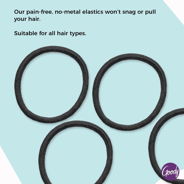 Goody Ouchless Elastic Hair Ties - 15 Ct, Black, 4MM Rubber Bands for Hair, - Image 2