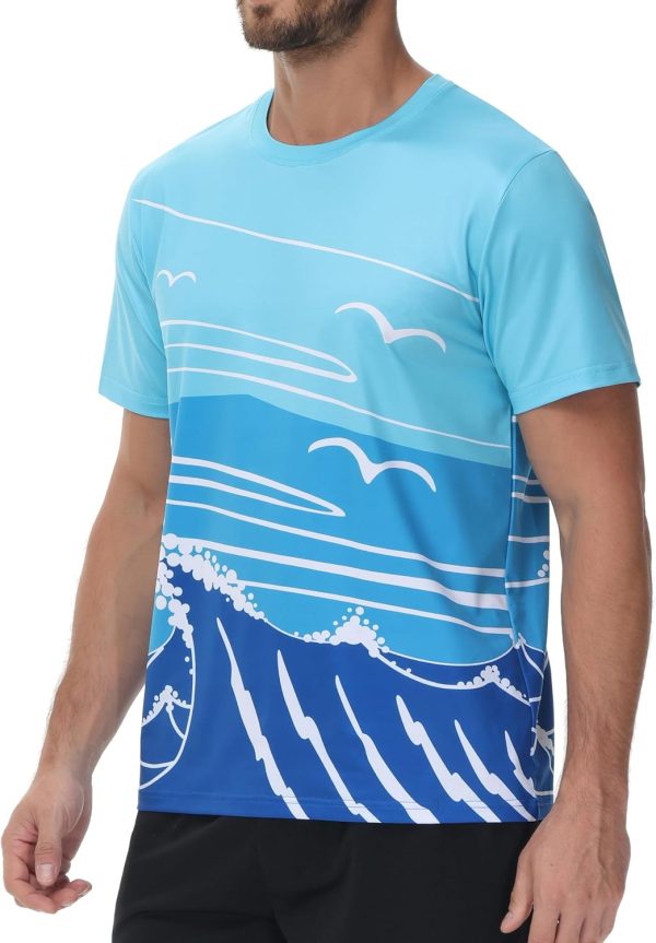 Satankud Men's UPF50+ Rash Guard Swim Shirts Short/Long Sleeve Sun - Image 3