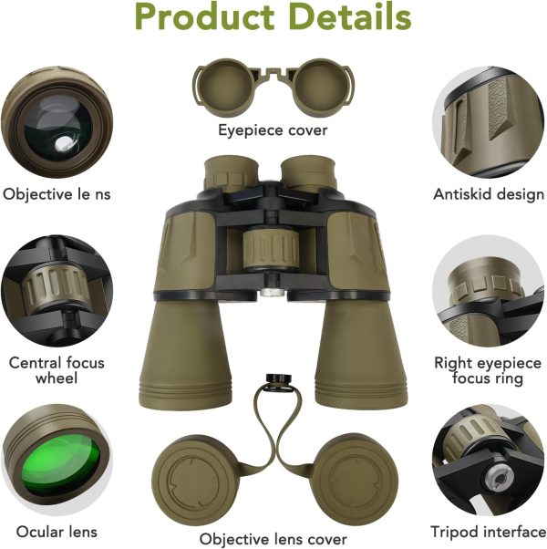 20x50 Binoculars for Adults High Powered, Military Compact HD Waterproof - Image 7