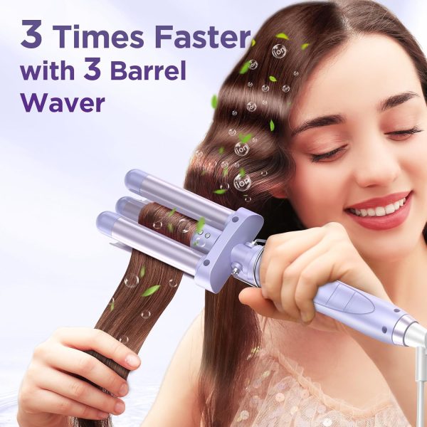 5 in 1 Wand Curling Iron-Curling Wand Set with Hair Straightener, 3 Barrels - Image 2