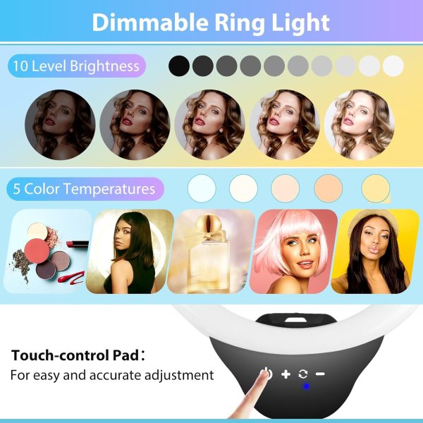 Sensyne 12-inch Ring Light with 67-inch Selfie Stick, Tripod and Phone - Image 3