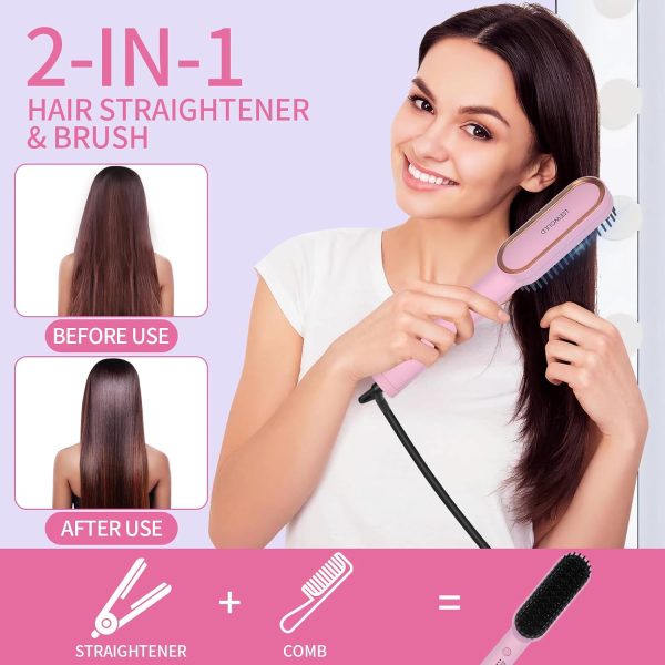 Hair Straightener Brush， Portable Straightener hot Comb for Women Thick - Image 5